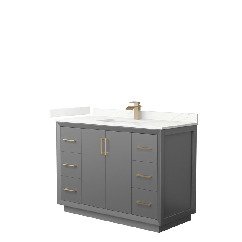 Strada 48'' W Single Vanity, Matte Black, Dark Gray, Giotto Quartz
