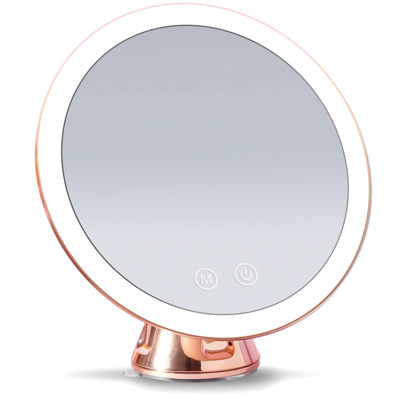 Miroir de maquillage grossissant à loupe Calkins, Or rose