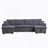 Artemax  U-Shape Pull-out Sleeper Sectional Sofa with Double Storage Spaces ,Dark gray