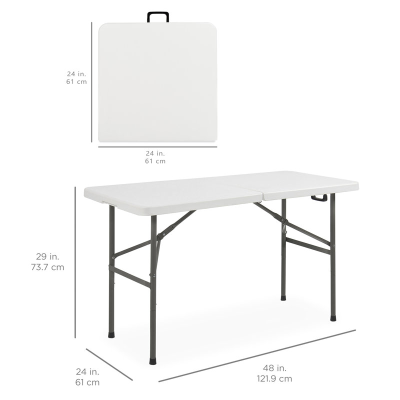 White Heavy-Duty 4ft Folding Plastic Table with Handle