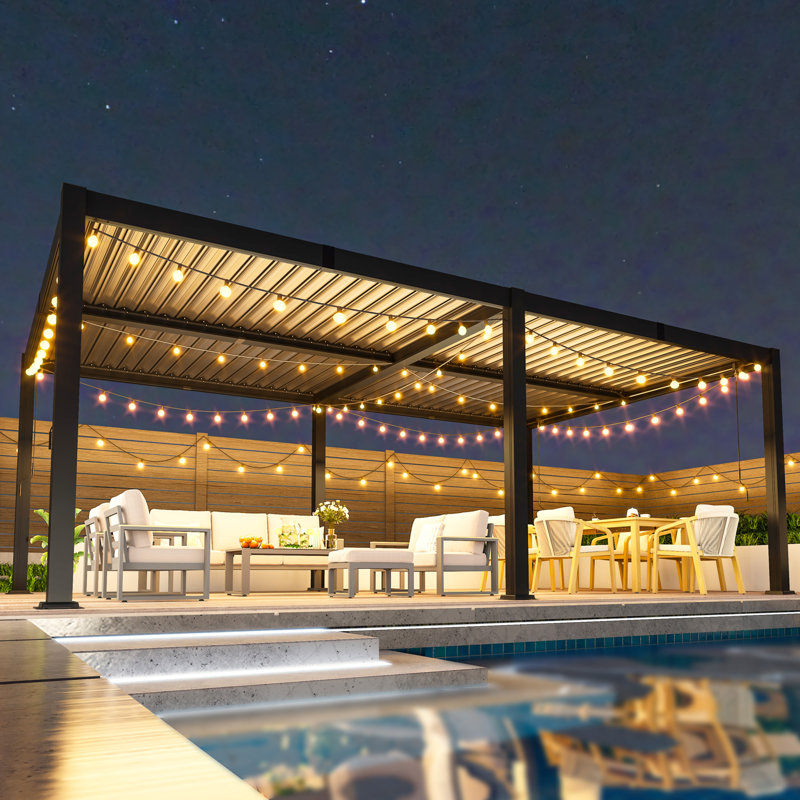 Aluminum Outdoor Pergola with Independent Louvered, Gray, 88.6" H X 236" W X 142"D