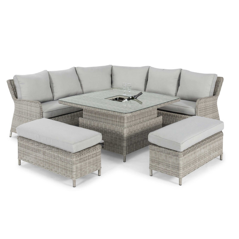 Confucius Royal Rattan Corner Dining Sofa Set - with Ice Bucket & Rising Table