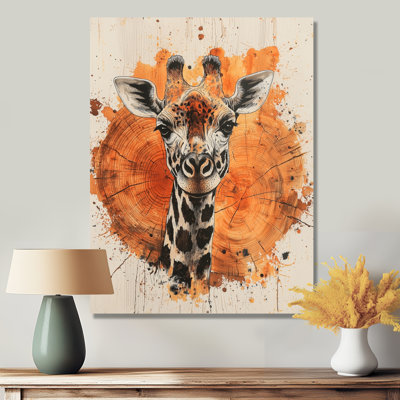 «Gesuino Silent Watcher Girafe Portrait In African Landscape II - Giraffe», art mural encadré