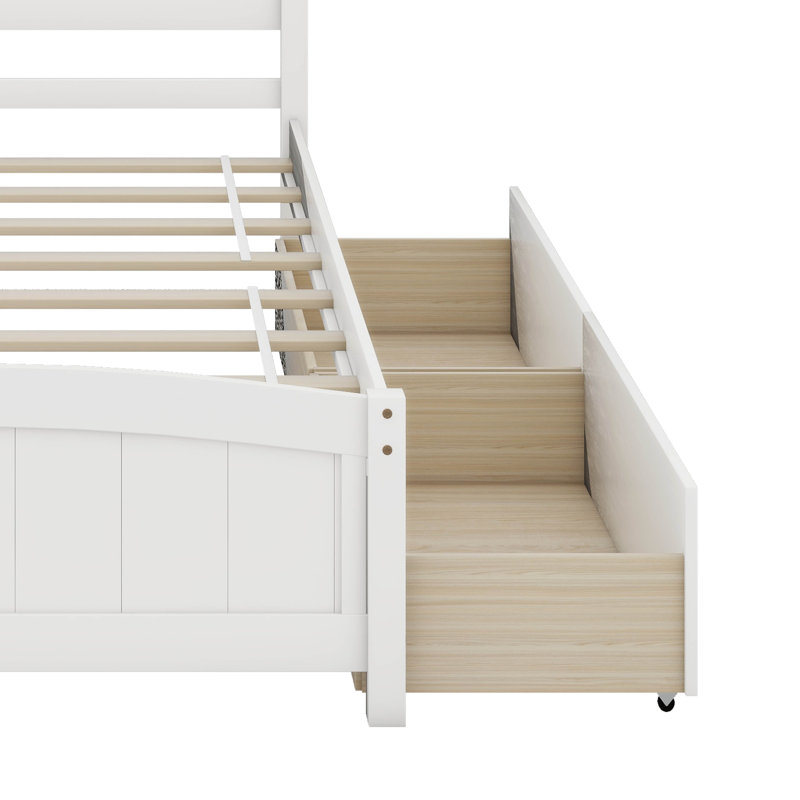 Lit plateforme simple avec tiroirs, Blanc