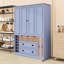 Armoire de cuisine avec 12 casiers à vin, prise de courant, plateaux de service, tablettes réglables et 5 tiroirs-2049615091