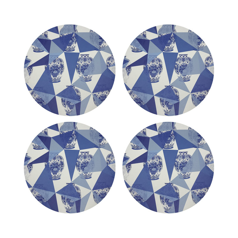 Royal Delft Elements Vegan Leather Round Pebble Placemat