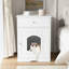 Enceinte de litière pour chat avec table d'appoint et tiroir, tiroir intérieur en bois blanc-610525486