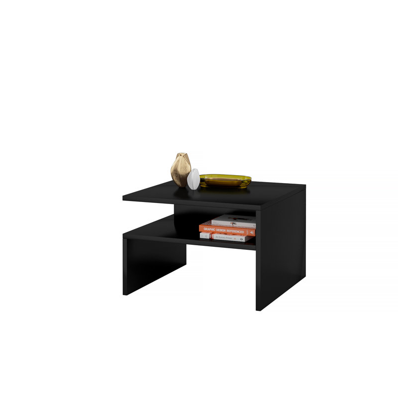 Nesrine Sled Coffee Table with Storage, Black