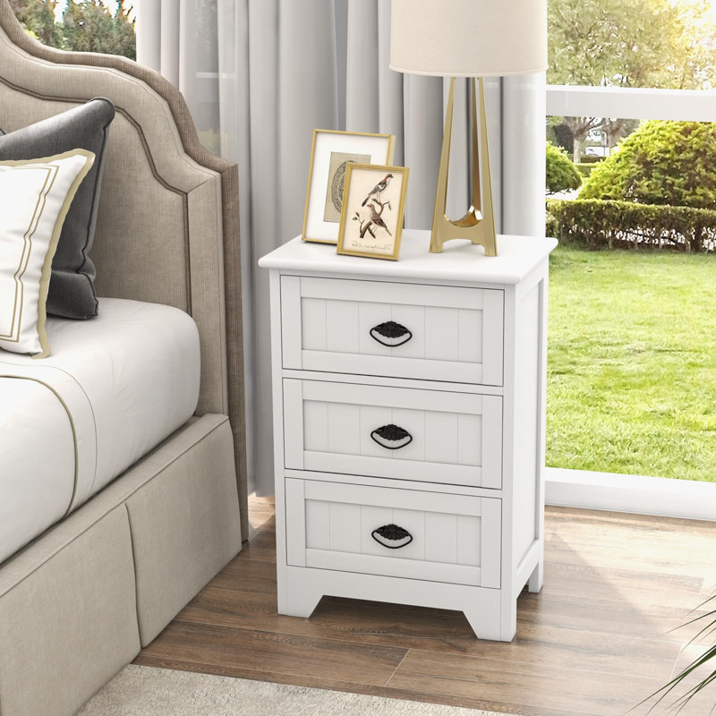 Goussainville 45cm W Bedside Table, White
