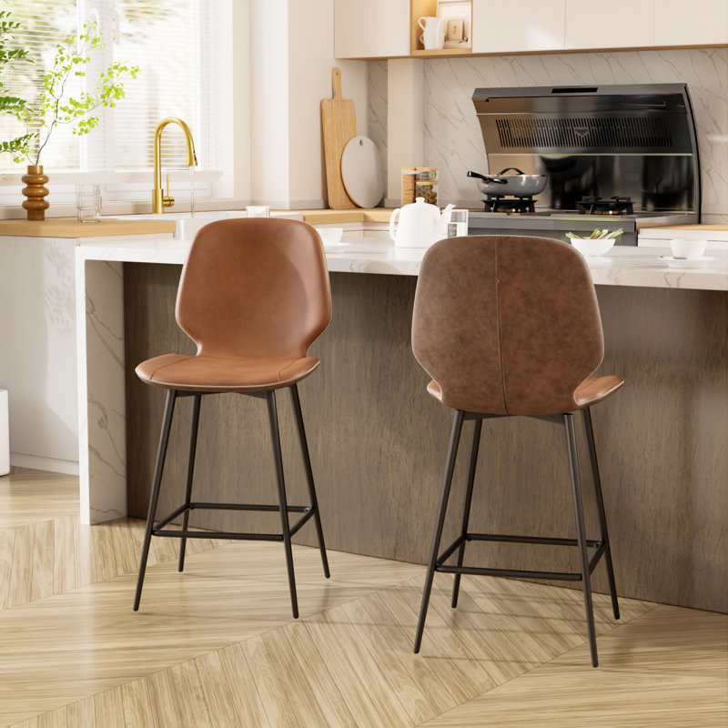 Upholstered Counter Stool With Metal Frame, Counter Stool (24” Seat Height), 2
