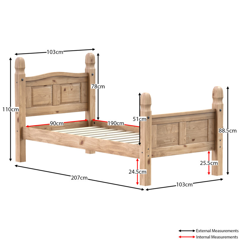 Dodson Solid Wood Bed, Single (3')