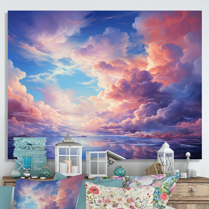 «Clouds Whimsical Wisps I», reproduction d'art sur toile, Cadre flottant noir, H 12 po x l 20 po x P 1 po