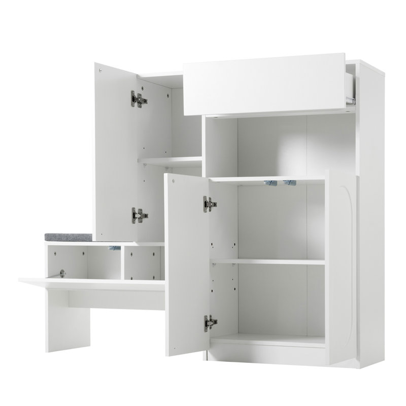 Étagère à chaussures élégante avec tablettes réglables - 21 armoires pour la maison, banc blanc polyvalent, Blanc