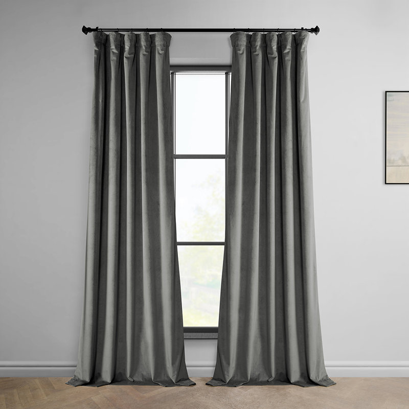 Matra Room Darkening Rod Pocket Single Curtain Panel, Destiny Gray, 100" W x 84" L
