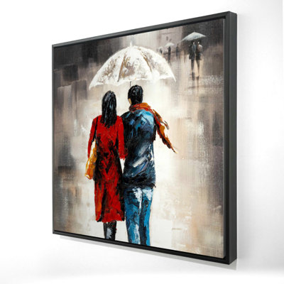 «Quiet Walk In Couple In The Rain», reproduction sur toile