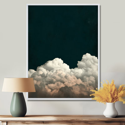 Fluffy White Clouds In The Sky - Clouds Framed Wall Art, White Minimalist Canvas Print