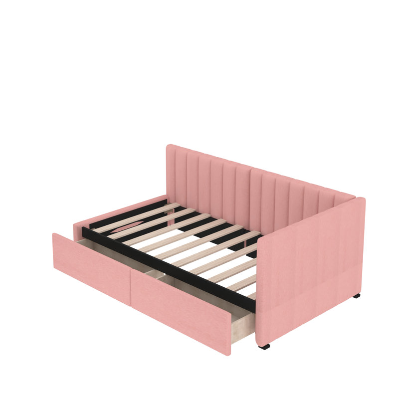 Jordyne Upholstered Linen Daybed, Pink
