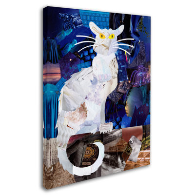 Krisdapor 'Le Chat Blanc' Graphic Art Print on Wrapped Canvas