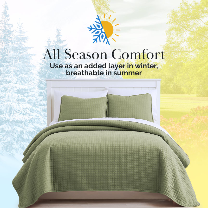 Ensemble de courtepointe surdimensionnée Southwest Fine Linens, Courtepointe simple / simple TG + 1 taie décorati, Vert sauge