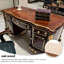 Bureau 59,06 po en chêne sculpté de style européen