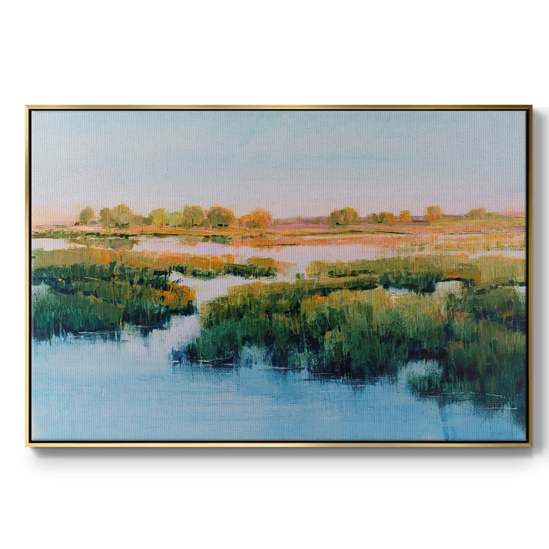 Toile tendue avec cadre Marshland View II, H 17 po x l 25 po x P 2 po, Encadrement doré