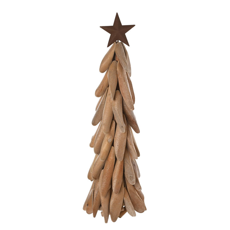 Light Wood Christmas Tree with Star Tall