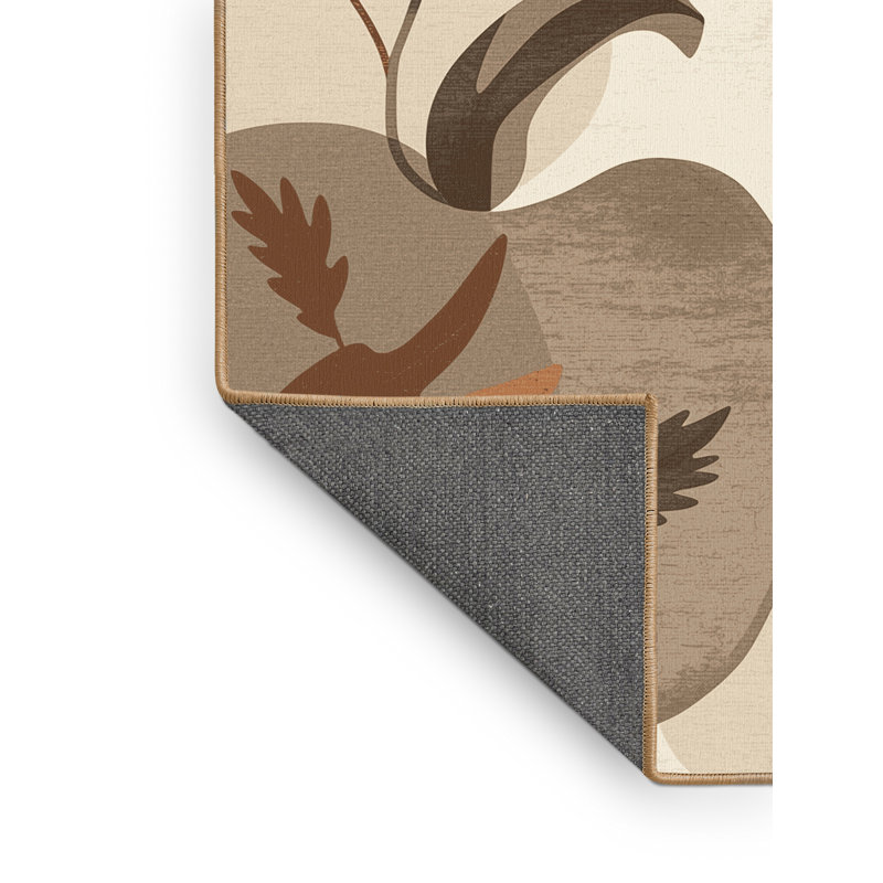 Soft Plush Everitt Thanksgiving Modern & Contemporary Abstract Area Rug in Beige – LightBrown Binding, 2x4