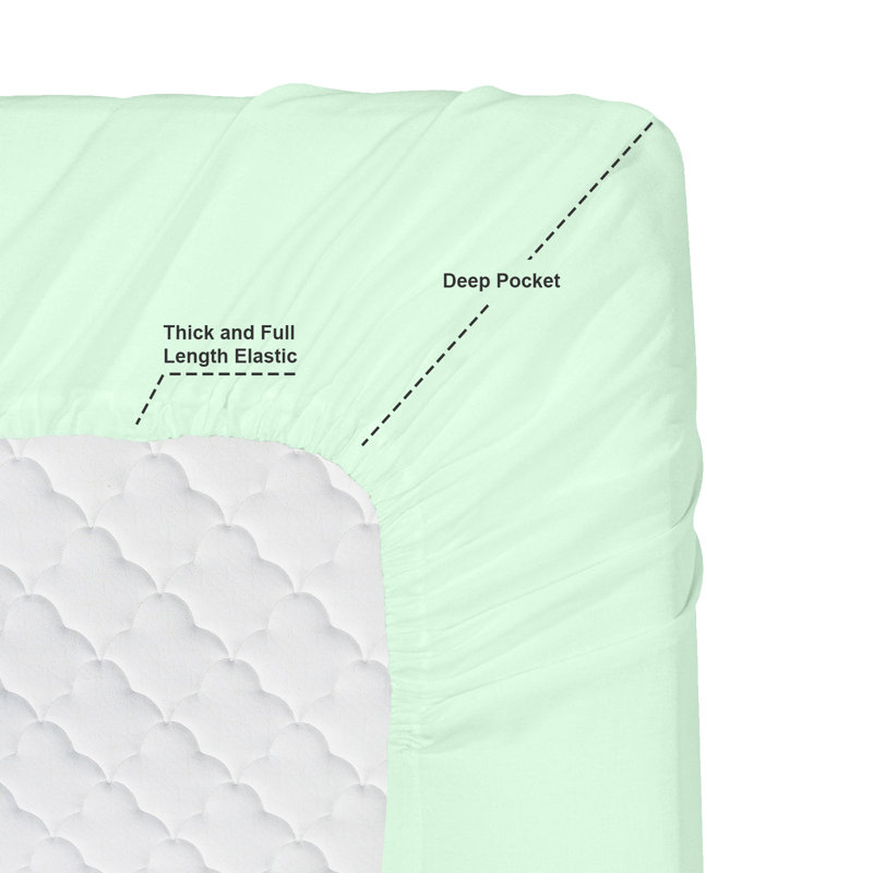 Microfiber Sheet Set, Mint Green, Short Queen Sheet Set+Fitted Sheet+2 Pillowcases
