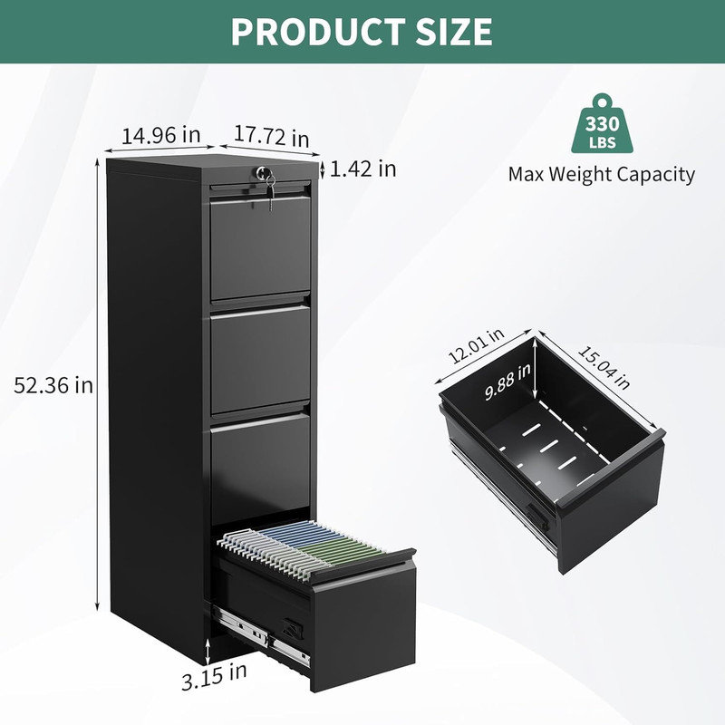 38cm Wide 4 -Drawer File Cabinet