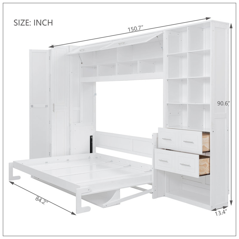 Lit pour chambre à coucher, Blanc, Grand