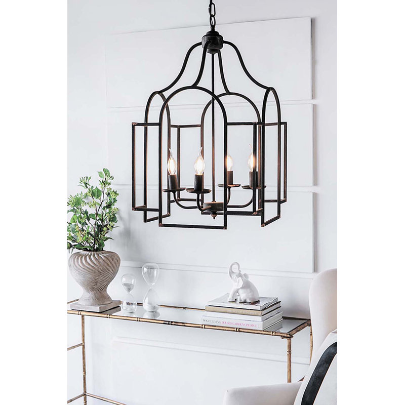 Lustre géométrique unique à 4 lumières avec accents de cristal Mccoll