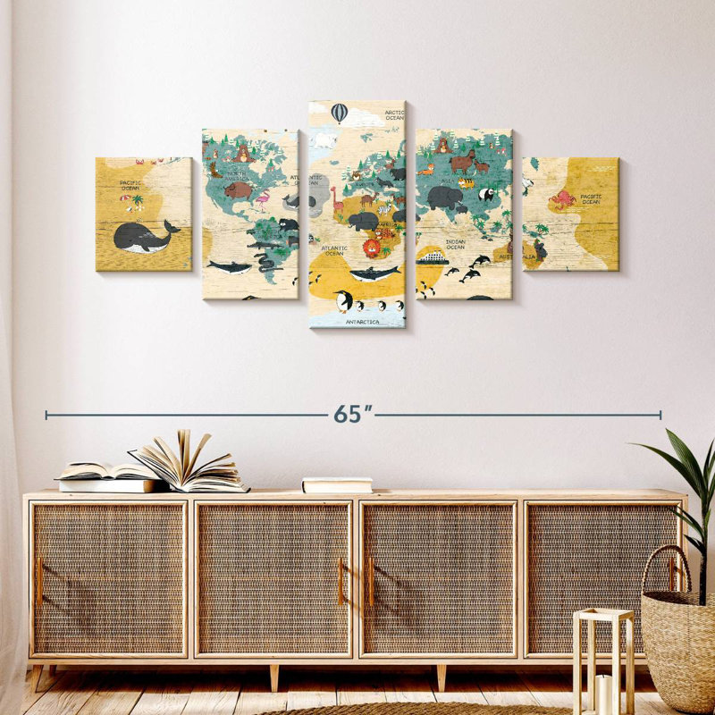 Animaux autour du monde, H 24 po x l 55 po