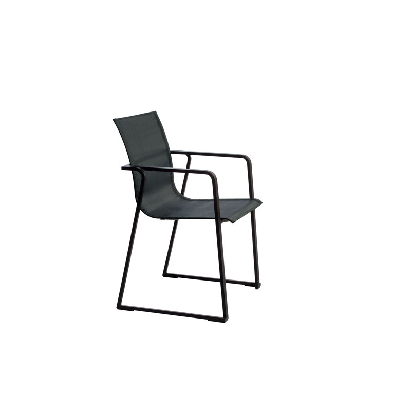 Muze Stacking Patio Dining Chair, Anthracite Frame/Anthracite Mesh