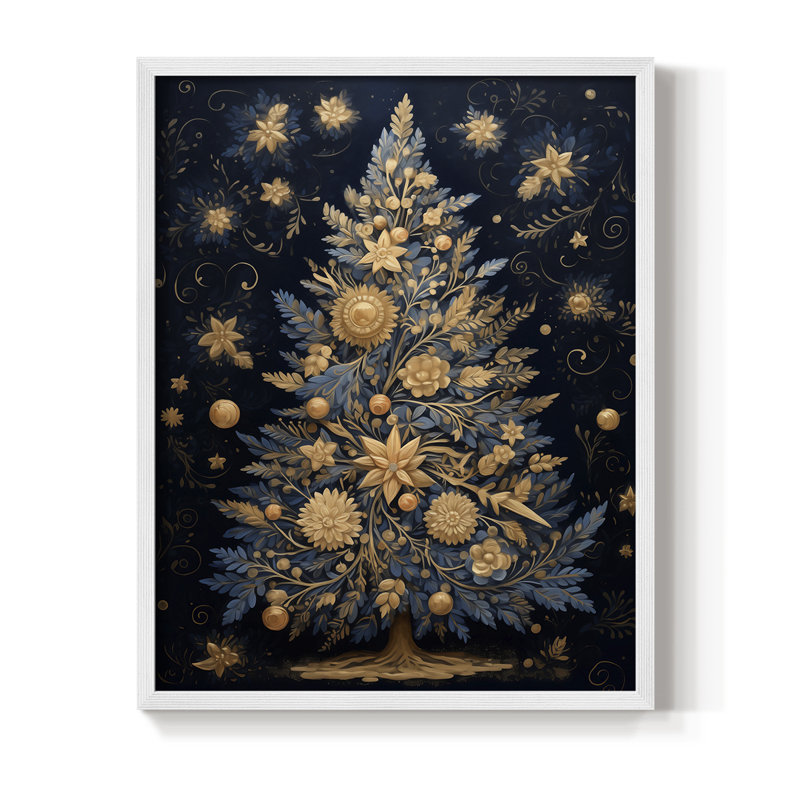 Christmas Holiday Art DCXLV Framed Print - Solid Wood, H 21 po x l 17 po, Blanc
