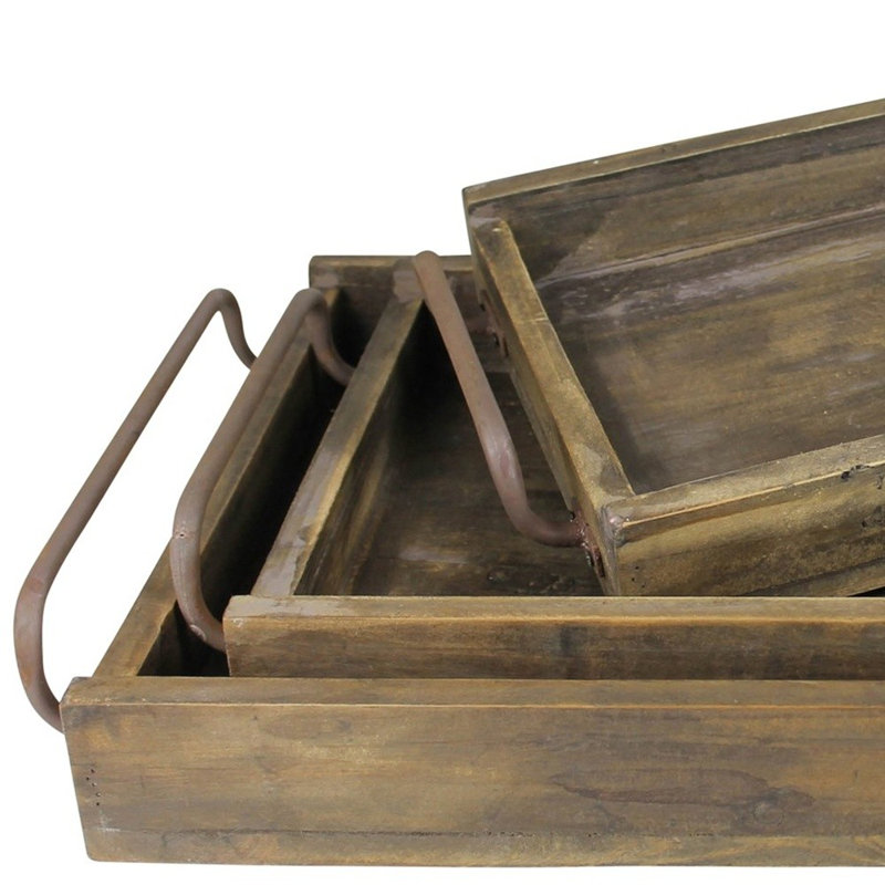 Ensemble de trois plateaux en bois
