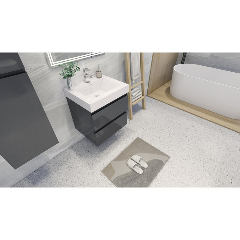 Leni 23.5'' Single Bathroom Vanity with Acrylic Top, High Gloss Grey