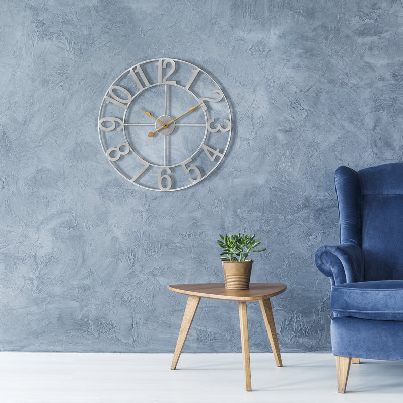 Large 16" wall clock, Argent argent, Médium