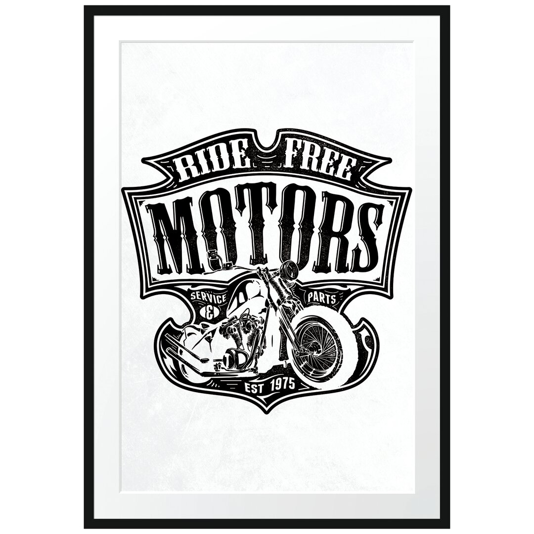 Gerahmtes Poster Ride Free Motors Light