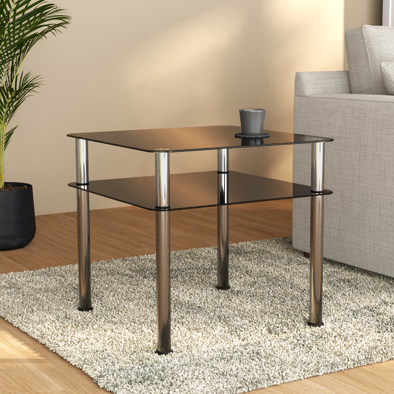 Byrge Glass Top End Table, Chrome