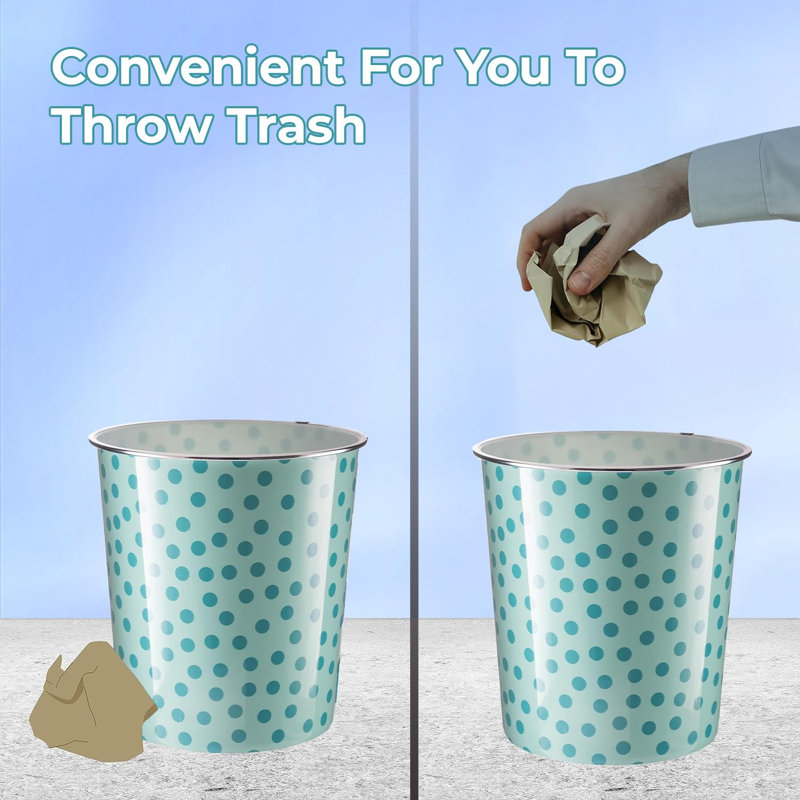 Ophia 7.7 Litre Plastic Waste Paper Basket Bin Pack Of 2 Round Waste Basket Open Trash Can