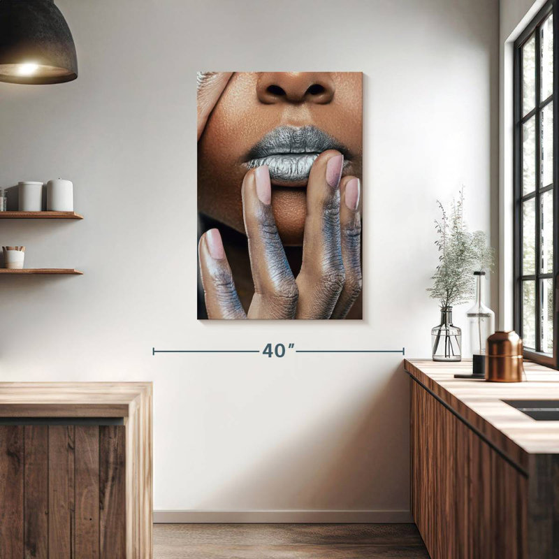 Shuttleworth Metallic Silver Lips, 39" H x 26" W