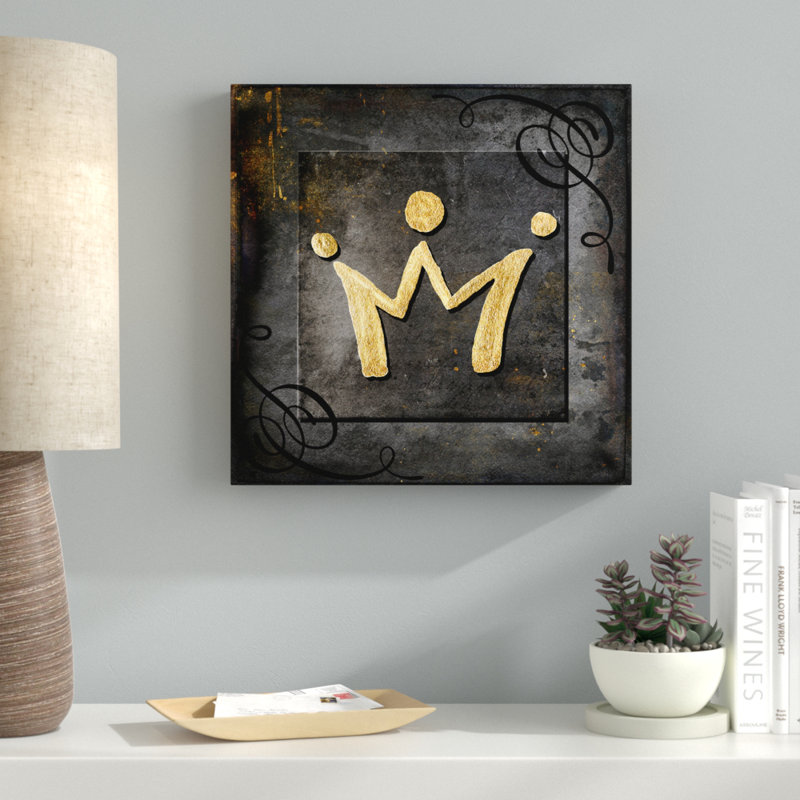 « grunge gold couronne », reproduction d’impression sur toile tendue, H 14 po x l 14 po x P 2 po