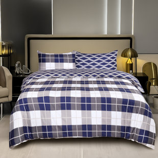 Microfiber Reversible Classic Bed Duvet Cover Set With Pillowcases