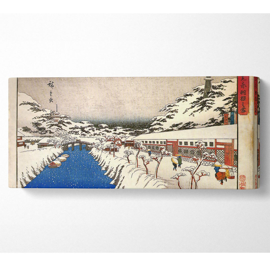 Hiroshige Ansicht eines Kanals im Schnee - Druck