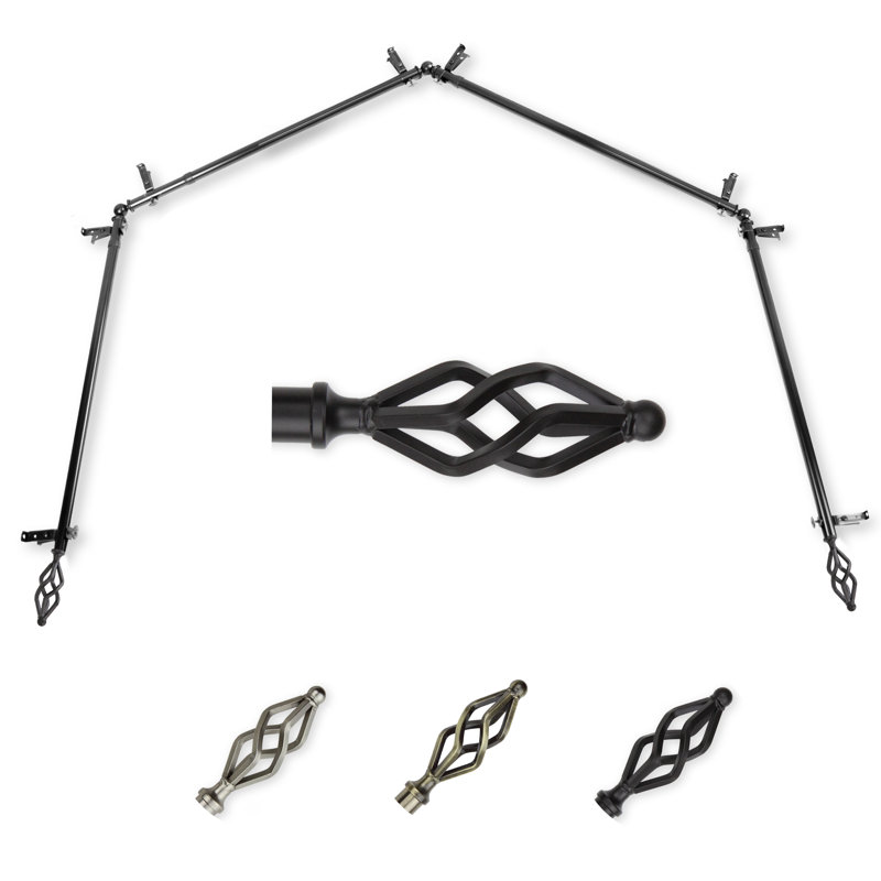 Tringle à rideaux simple 4 côtés Andresen, Noir, 18 po à 28 po (chaque côté)
