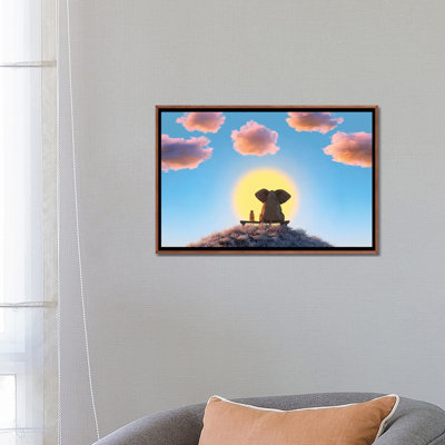 " Elephant And Dog Are Sitting On A Hill " by Mike Kiev