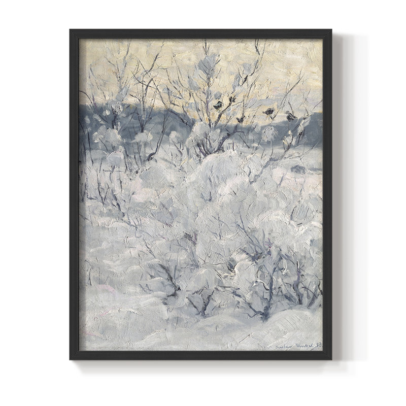 Imprimé floral rétro CCLXVI, reproduction encadrée - bois massif, H 21 po x l 17 po, Black