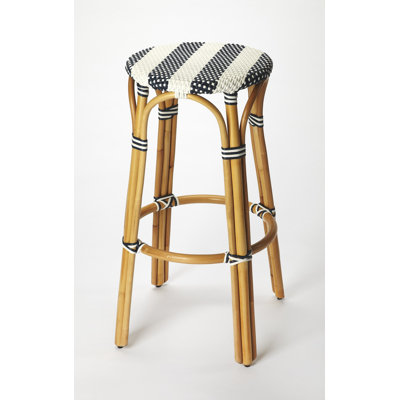 Stockett  Rattan Backless Bar Height Bar Chair