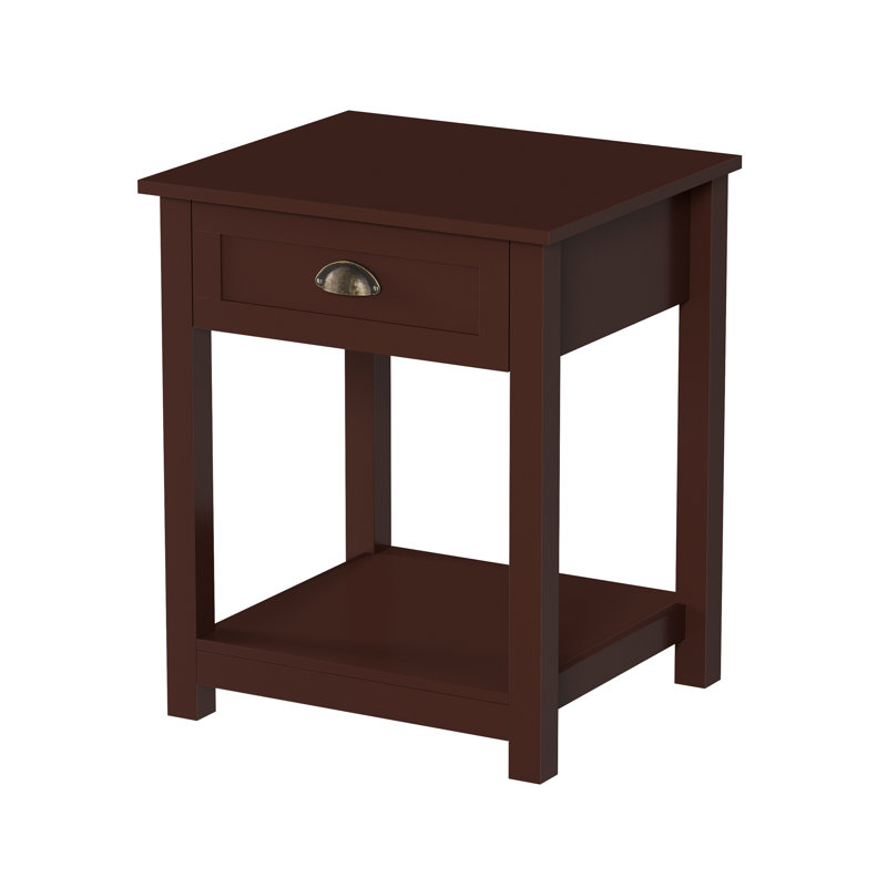 Kuan End Table with Drawer - Side Table with Storage Shelf - Classic Shaker-Style Wooden Nightstand