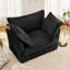 Fauteuil noir en velours côtelé et fauteuil élégant en tissu doux noir